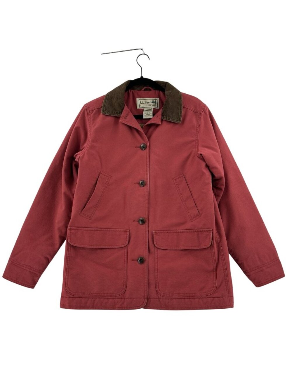 VTG Y2K LL Bean Barn Jacket Women Small Corduroy Collar Canvas Field Quilt Lined